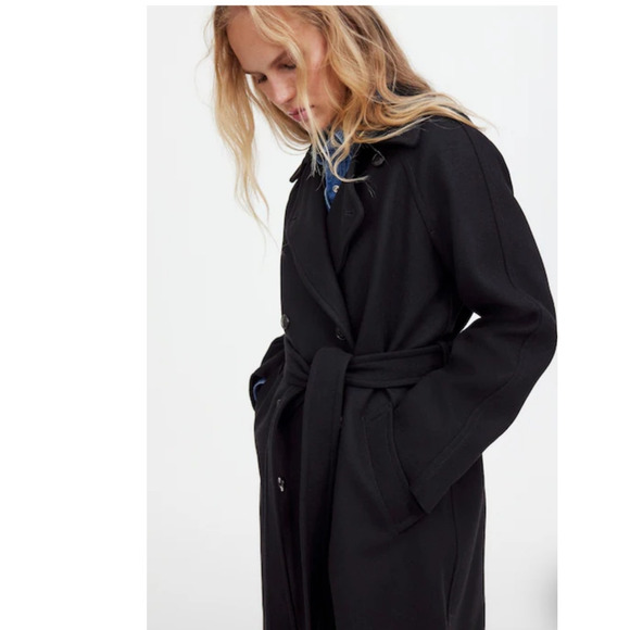 NWT Madewell Double Breasted Trench Coat True Black Size M - Picture 10 of 15